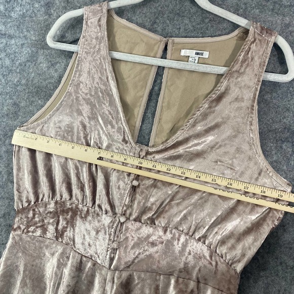 Amuse Society Velvet Jumpsuit Large Pink Wide Leg V-Neck Night And Daze Jumper - Picture 7 of 15